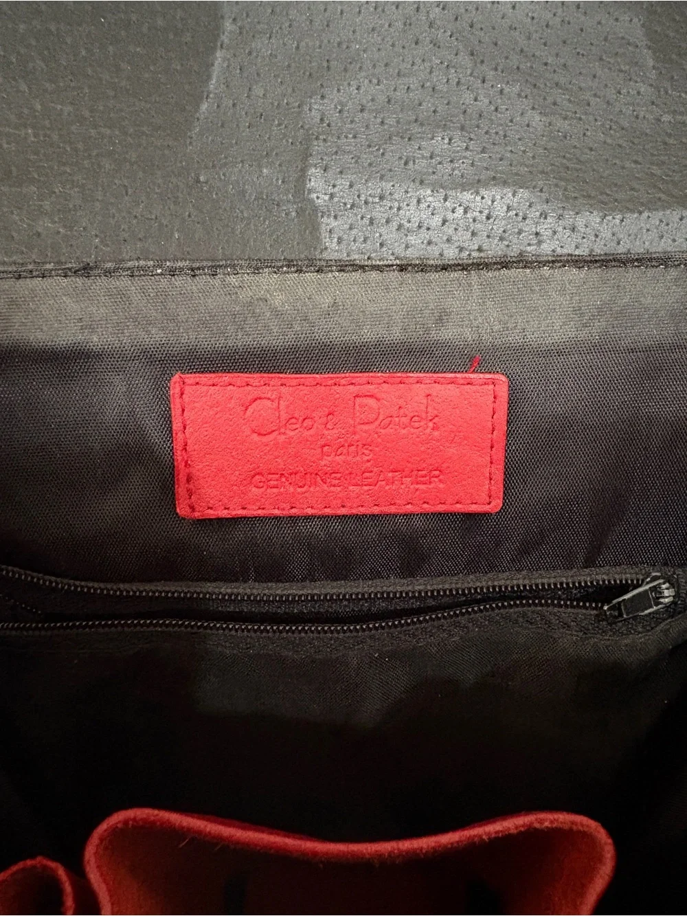 Cleo and Patek Paris Black and Red Leather Backpack